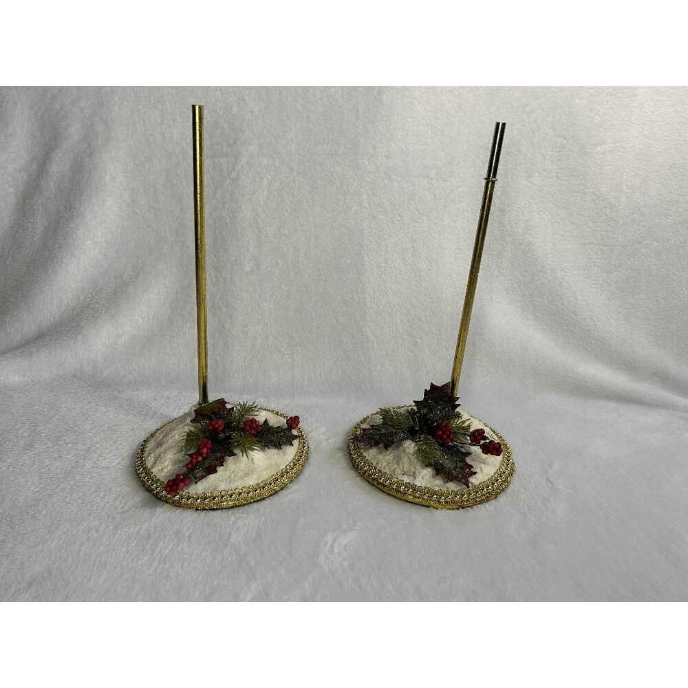 Mark Roberts Snow Christmas Base Lot of Two, Holiday Figurine Display, Heavy